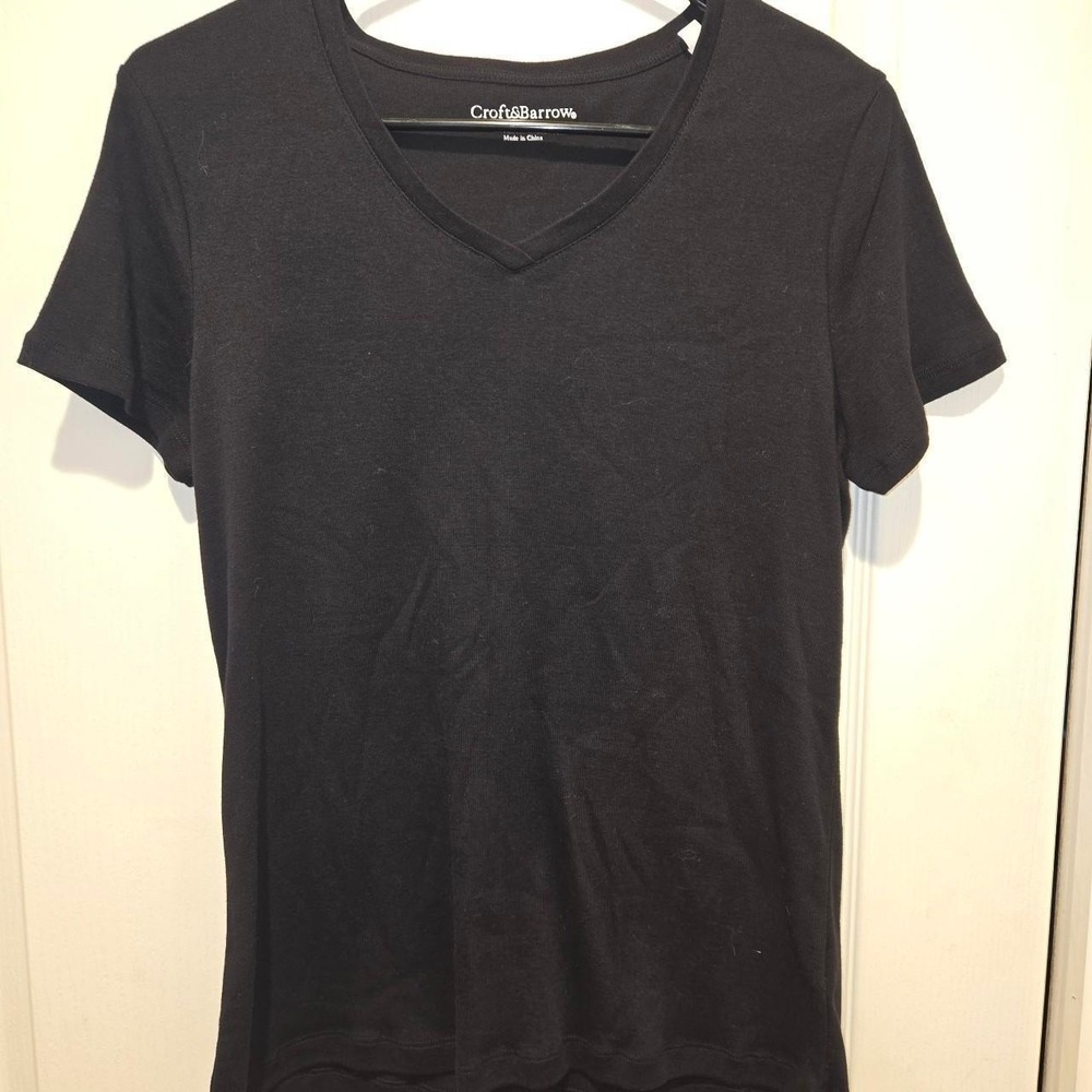 croft and barrow black cotton t-shirt women's medium
